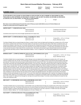 Storm Data and Unusual Weather Phenomena - February 2018