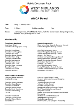 (Public Pack)Agenda Document for WMCA Board, 12/01/2018 11:00