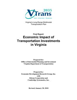 Economic Impact of Transportation Investments in Virginia
