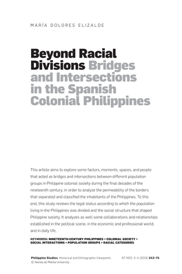 Beyond Racial Divisions Bridges and Intersections in the Spanish Colonial Philippines