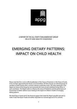 Emerging Dietary Patterns: Impact on Child Health