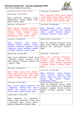 Parcours Format CB : Mois De Septembre 2018