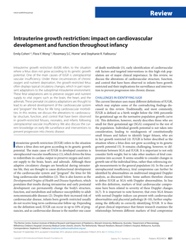 Intrauterine Growth Restriction: Impact on Cardiovascular Development and Function Throughout Infancy