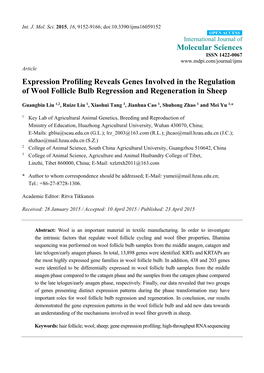 Expression Profiling Reveals Genes Involved in the Regulation of Wool Follicle Bulb Regression and Regeneration in Sheep