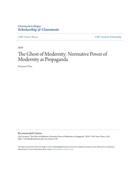The Ghost of Modernity: Normative Power of Modernity As Propaganda Seoyoon Choi