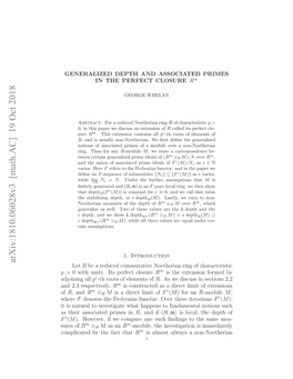 Generalized Depth and Associated Primes in the Perfect Closure $ R^\Infty$