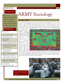 ARMY Sociology  Alternative Spring Break: March