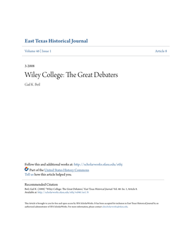 Wiley College: the Great Debaters Gail K