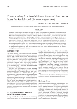 Direct Seeding Acacias of Different Form and Function As Hosts for Sandalwood (Santalum Spicatum)