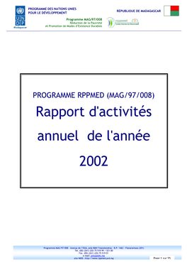 Rapport D'activités Annuel De L'année 2002