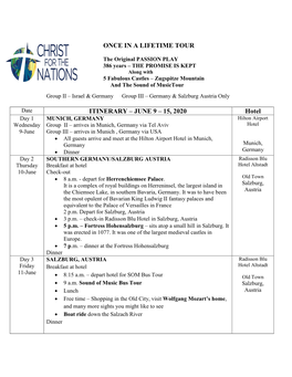 JUNE 9 – 15, 2020 Hotel