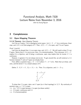 Functional Analysis, Math 7320 Lecture Notes from November 3, 2016 Taken by Duong Nguyen