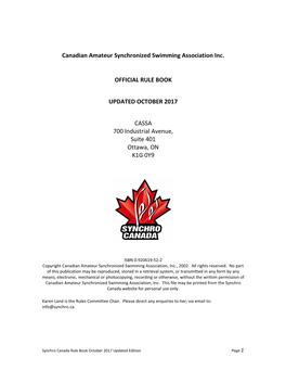 Canadian Amateur Synchronized Swimming Association Inc