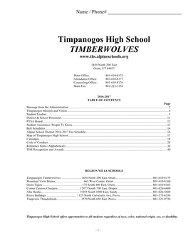 Timpanogos High School TIMBERWOLVES