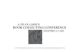 Book Collecting Conference November 3-4, 2005