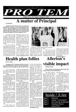 A Matter of Principal Health Plan Follies Allerton's Visible Impact