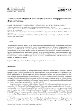 Zootaxa,Formal Taxonomy of Species C of The