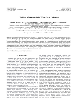 Habitat of Mammals in West Java, Indonesia