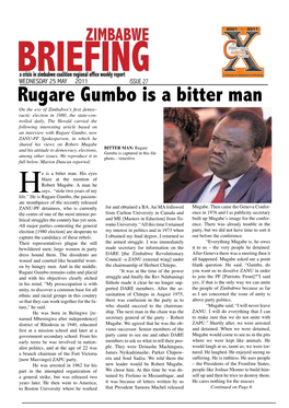 Rugare Gumbo Is a Bitter