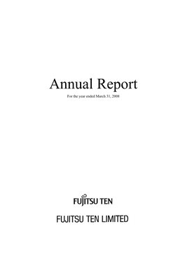 Annual Report for the Year Ended March 31, 2008