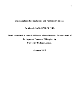 Glucocerebrosidase Mutations and Parkinson's Disease