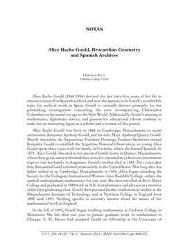 NOTAS Alice Bache Gould, Brocardian Geometry and Spanish