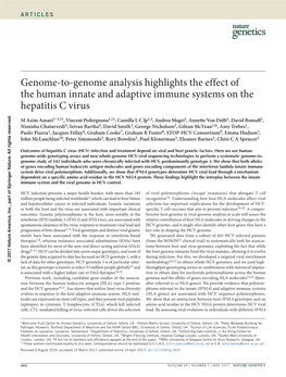 Genome-To-Genome Analysis Highlights the Effect of the Human Innate and Adaptive Immune Systems on the Hepatitis C Virus