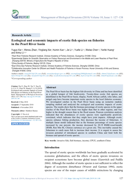 Ecological and Economic Impacts of Exotic Fish Species on Fisheries in the Pearl River Basin