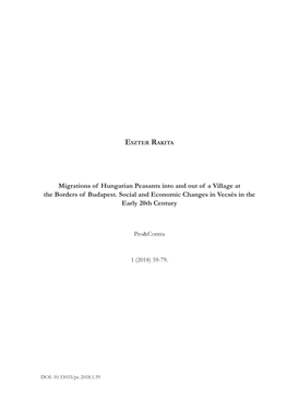 Migrations of Hungarian Peasants Into and out of a Village at the Borders of Budapest