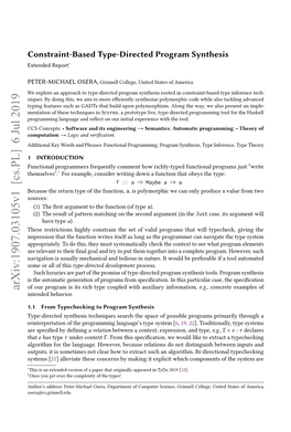 Constraint-Based Type-Directed Program Synthesis Extended Report∗