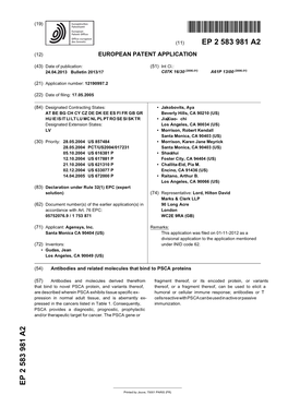 Antibodies and Related Molecules That Bind to PSCA Proteins