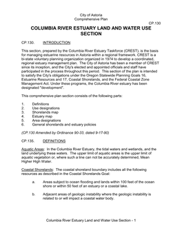 Columbia River Estuary Land and Water Use Section