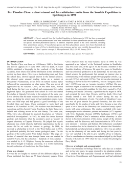 Per Theodor Cleve: a Short Résumé and His Radiolarian Results from the Swedish Expedition to Spitsbergen in 1898