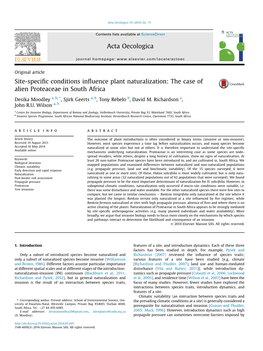 Site-Specific Conditions Influence Plant Naturalization