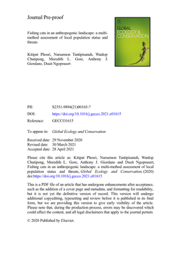 Fishing Cats in an Anthropogenic Landscape a Multi-Method