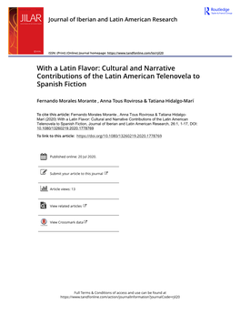 With a Latin Flavor: Cultural and Narrative Contributions of the Latin American Telenovela to Spanish Fiction