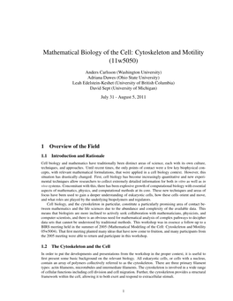 Mathematical Biology of the Cell: Cytoskeleton and Motility (11W5050)
