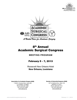 8Th Annual Academic Surgical Congress