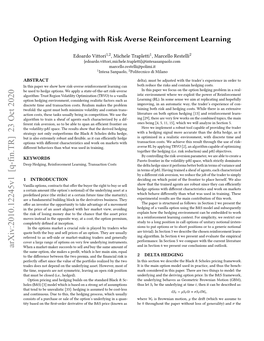 Option Hedging with Risk Averse Reinforcement Learning