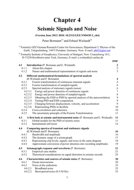 Seismic Signals and Noise