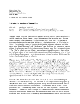 Poliahu I Ke Kualono O Mauna Kea Noho Ana I Ka Wao O Ke Kuahiwi Wahine Noho Anu O Uka O Līhuʻe E Kū Ana I Luna O Ke Kiʻekiʻe Hoʻānoano Wale Ana I Paliuli Ē