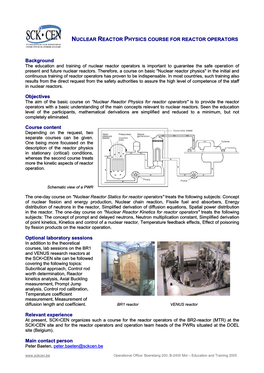 Nuclear Reactor Physics Course for Reactor Operators