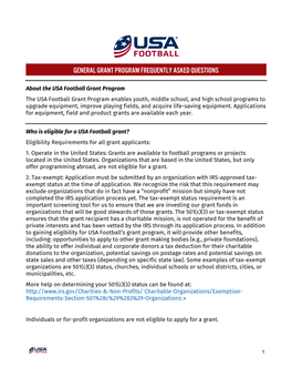 About the USA Football Grant Program