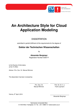An Architecture Style for Cloud Application Modeling