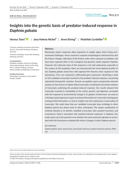 Induced Response in Daphnia Galeata