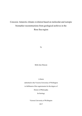 Cenozoic Antarctic Climate Evolution Based on Molecular and Isotopic Biomarker Reconstructions from Geological Archives in the Ross Sea Region