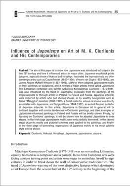 Influence of Japonisme on Art of M. K. Čiurlionis and His Contemporaries 85 DOI: 10.1515/Ijas-2015-0005