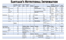 Santiago's Nutritional Information