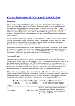 Coconut Production and Cultivation in the Philippines