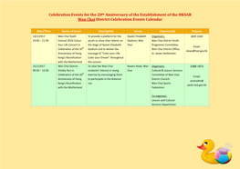 Celebration Events for the 20Th Anniversary of the Establishment of the HKSAR Wan Chai District Celebration Events Calendar